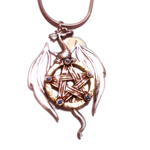 Vintage Silver Dragon Pendant Necklace on Sterling Chain - Picture 3 of 5